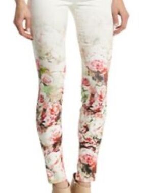 J Brand White Skinny Jeans with Florets Watercolor Print GC size 28